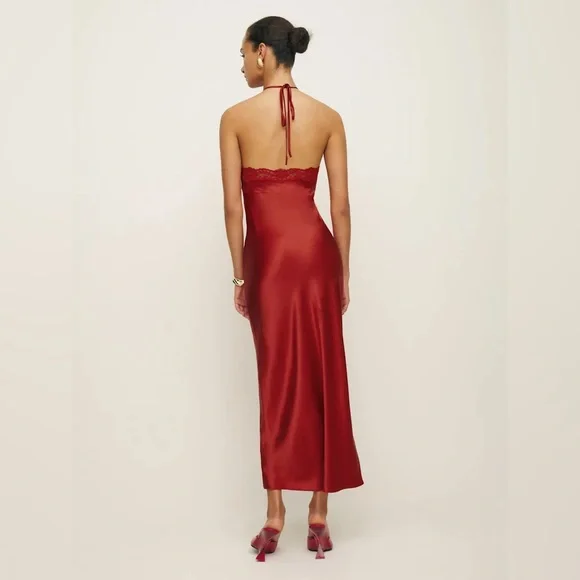 Reformation Aara Silk Dress in Red - Picture 3 of 3